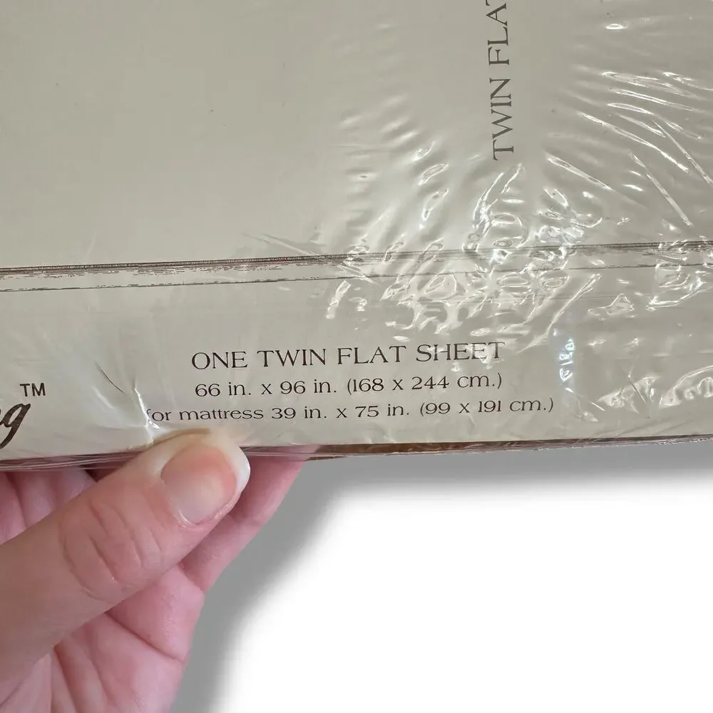 Williamsburg Virginia Damask Twin Flat Sheet NIP Luxury Percale 200‎ TC USA